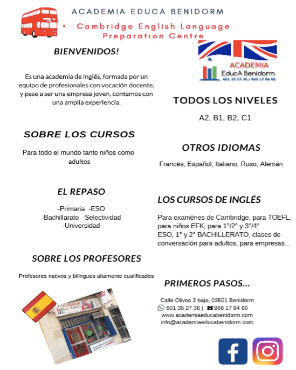 Cursos ofertados en Academia EducA Benidorm