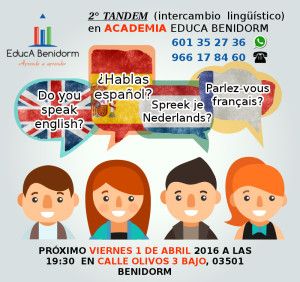 2° TANDEM LINGÜÍSTICO en Academia EducA Benidorm